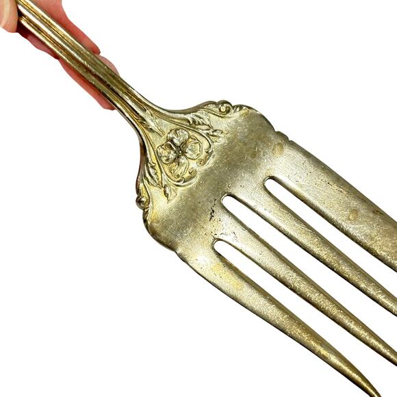 Antique Silver Cold Meat fork Greylock pattern circa 1910 by 1881 Wm Rogers - Picture 3 of 7